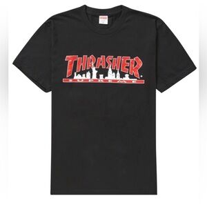 Authentic Supreme Black Thrasher Skyline Tee